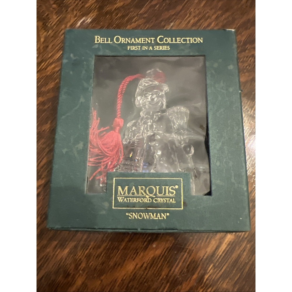 Marquis Waterford‎ Crystal Snowman Christmas Ornament Bell Collection Open Box